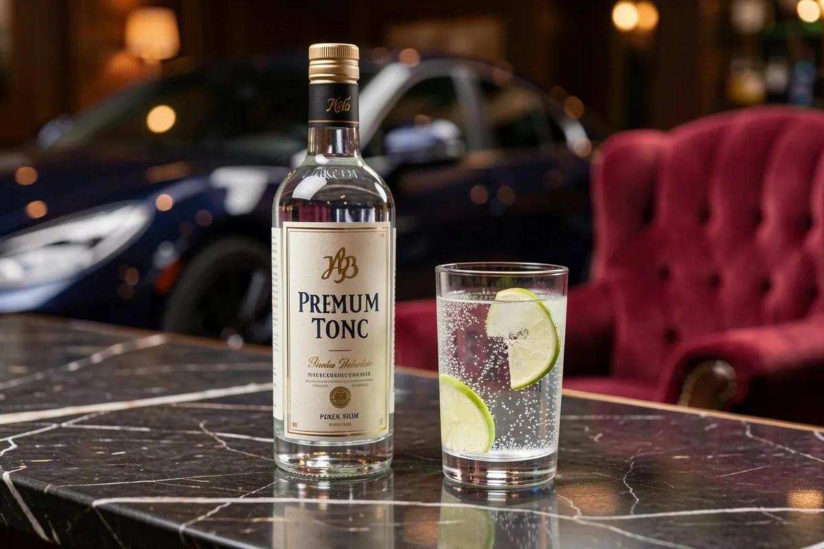 Mineraalwater en tonics in donkere glazen flessen